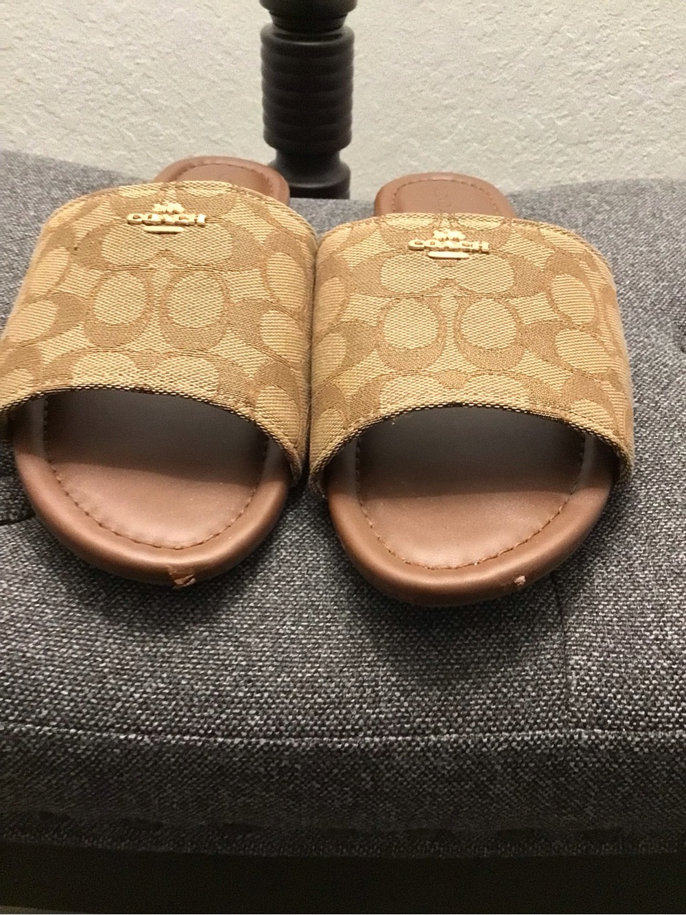 Coach Signature Canvas Slide Sandals in Tan and Brown - Picture 4 of 4